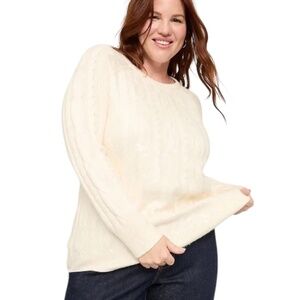 ✨ Sequin Cable Knit Sweater – 26/28 — Cream ✨